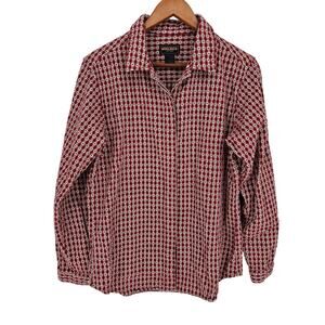 Woolrich Vintage Red Cotton Preppy Plaid Long Sleeve Button Up Shirt Women’s L